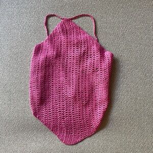 Princess Polly Pink Cropped Crochet Halter Top
